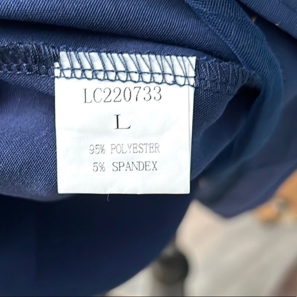 ⭐️Lightweight, Navy Blue Dress, Dress Up or Down, Lovely, Sheer Striped Hems, L - Picture 5 of 10